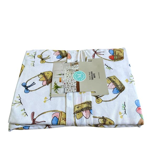Martha Stewart Easter Egg Basket Tablecloth 70" Round Cotton Colorful NEW - Picture 4 of 9